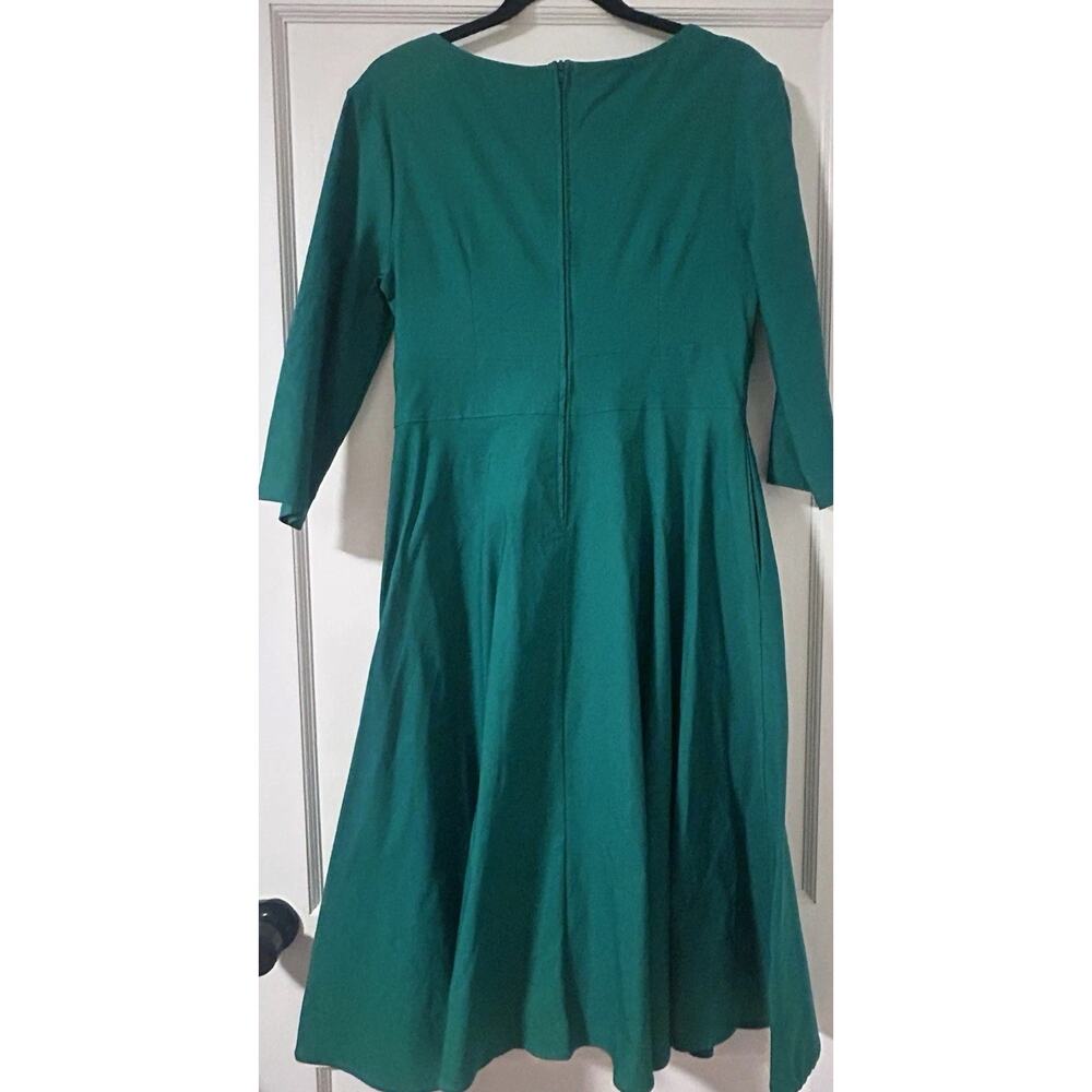 Pinup Couture PUG Erin Swing Dress Green Stretch Vintage Style Size XL No Belt - Picture 8 of 10